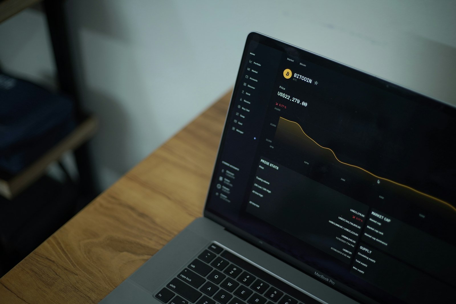 Laptop showing Bitcoin price and market information